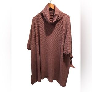 Demdaco Women’s Mauve Waffle Knit Poncho Shawl Turtleneck One Size